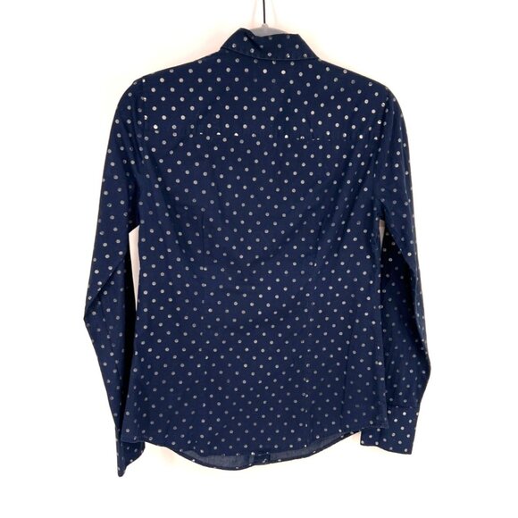 J.Crew Womens Perfect Shirt in Foil Dot Button Down Shirt Blue Size 00 - Picture 4 of 4